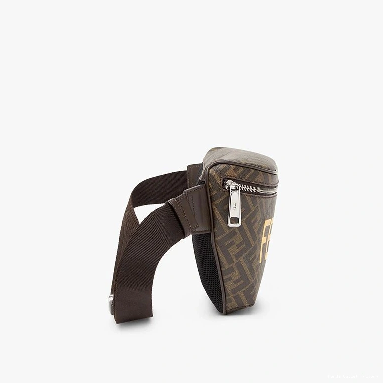 Cheap HOT In ROMA Bag Fabric FF Belt Logo Brown Fendi Motif 0816
